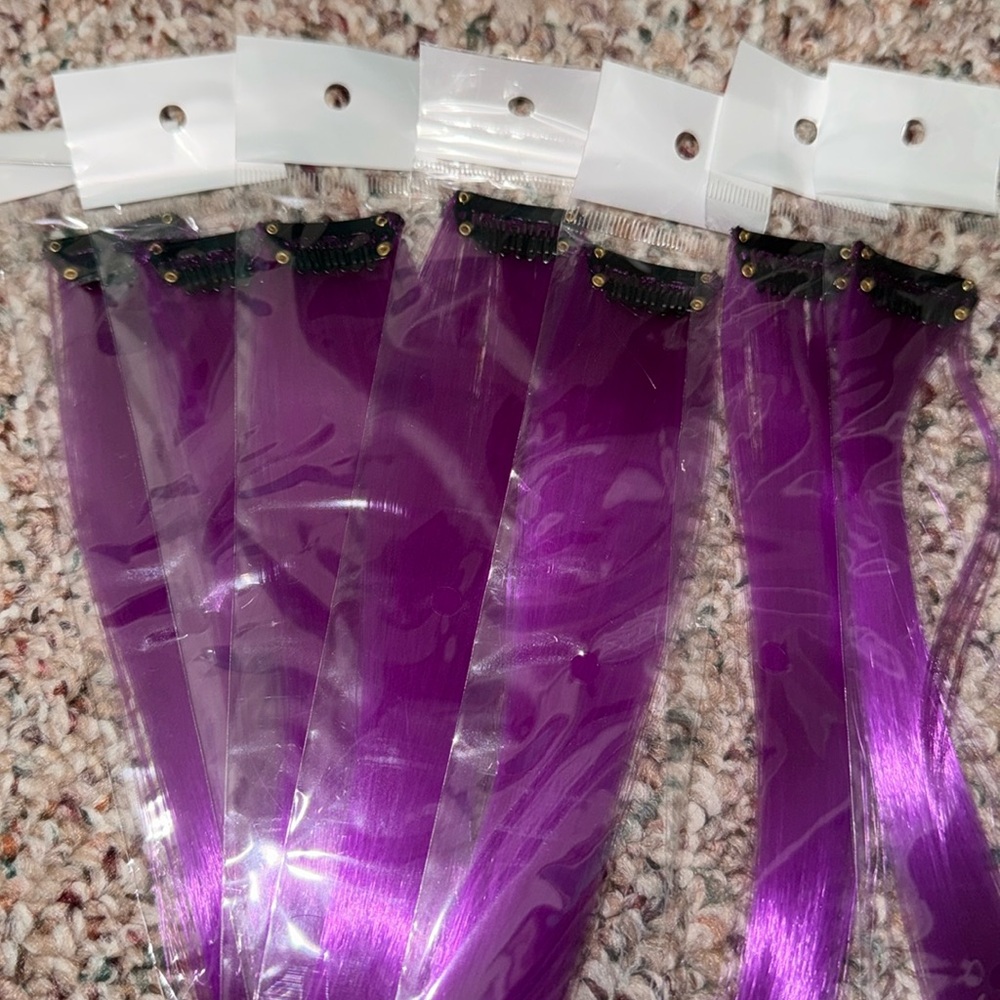 PACK OF 7 Purple Hair Extensions!